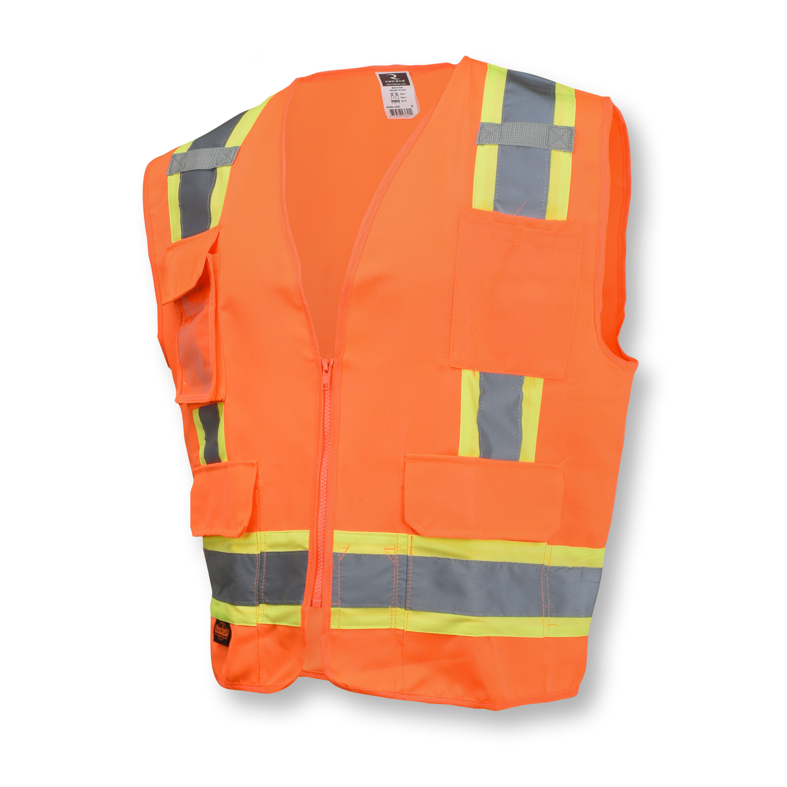 SV62 Type R Class 2 Surveyor Heavy Duty Solid Twill Safety Vest - Orange - Size 2X - Safety Vests